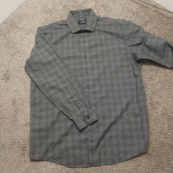 Kenneth Cole New York Dress Shirt Men’s 16 32/33 L Regular Fit Stretch Plaid - Picture 2 of 6